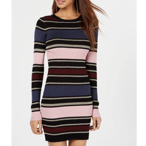 knee length dresses for ladies Juniors' Crewneck Side-Slit Sweater Dress Heather Oatmeal Xs